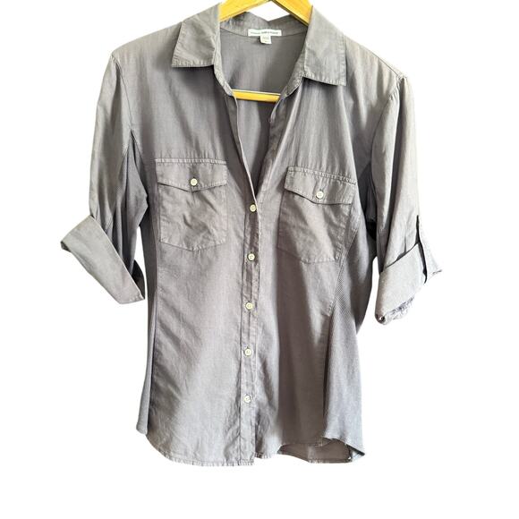 STANDARD JAMES PERSE Dusty Purple Button Up Roll Cuff Rib Side Panel Shirt Large - Picture 1 of 6